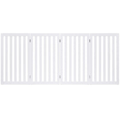 Folding 4-Panel Dog Gate Pet Fence in White Wood Finish